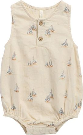 Rylee + Cru Beau Linen Blend Romper in Natural at Nordstrom, Size 12-18M