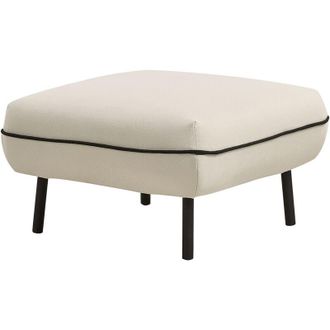 Beliani Beliani - Otomana Retro De Tela Reposapi&eacute;s Cuadrado Acolchado Patas De Metal Negro Ribete Decorativo En Color Beige Claro Tonsberg