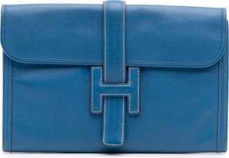 Hermès Pre-owned Womens Kelly Relax Clutch Leather Buckle - Blue - One Size