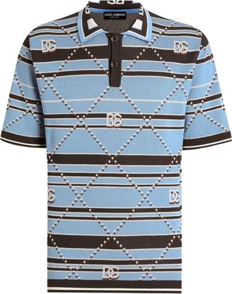 Dolce & Gabbana Polo in cotone con ricamo logo - Blu