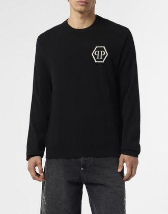 Philipp Plein Cashmere Roundneck Pullover Jacquard Hexagon Men in Black at Nordstrom, Size Xxx-Large
