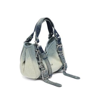 Diesel Crystal-Embellished Denim Shoulder Bag - Blue