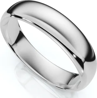 Pompeii3 5mm Dome High Polished Wedding Band 10K White Gold Size Selectable