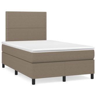 vidaXL Vidaxl - Cama Box Spring Con Colch&oacute;n Y Led Tela Gris Taupe 120x190 Cm