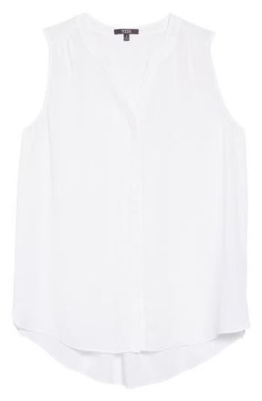NYDJ Print Pleat Back Sleeveless Split Neck Blouse in Optic White at Nordstrom Rack, Size X-Small