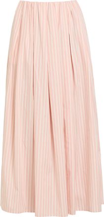 Faithfull The Brand Astrid Striped Cotton-poplin Midi Skirt - Light Pink - S (UK8-10 / S)