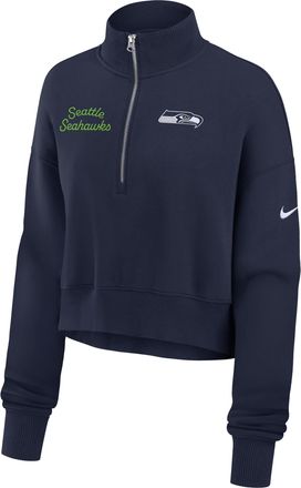 Nike Seattle Seahawks Phoenix Nike Womens NFL Cropped 1/4-Zip Crew in Blue | 01N941S78-DJR