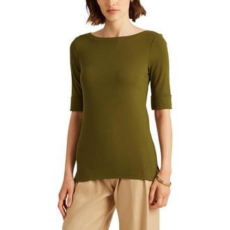 Ralph Lauren T-shirt met boothals en korte mouwen