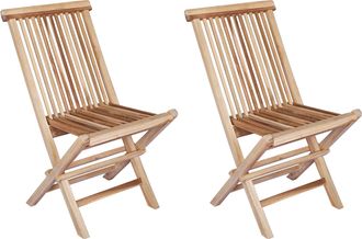 vidaXL Silla De Jard&iacute;n Plegable 2 Uds. Natural Madera De Teca Maciza Vidaxl