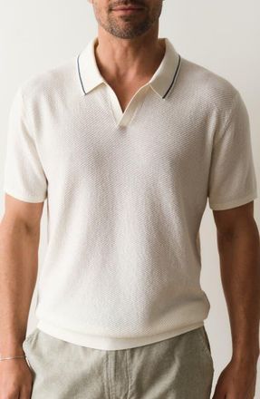 Marine Layer Greyson Short Sleeve Polo Sweater in White at Nordstrom, Size Xx-Large