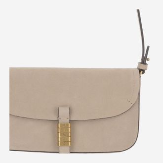 Pinko Womens Saddle Leather Shoulder Bag Beige Suede