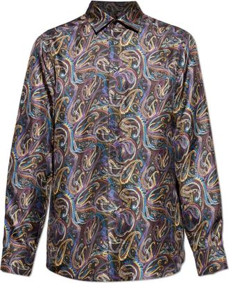 Etro Zijden overhemd met metallic paisley motief - Heren - Casual Overhemden - Veelkleurig - M - Overhemden