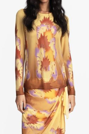 Anna Sui Sunburst Mesh Top in Sunset Multi at Nordstrom, Size X-Small