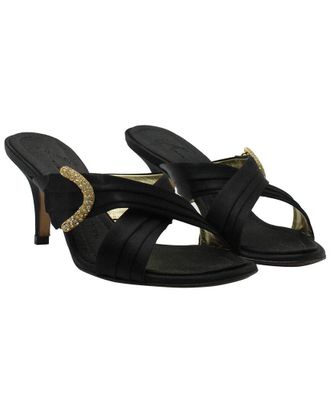 Giuseppe Zanotti Womens Satin Crystal-Embellished Cross-Strap Mule Sandal (Authentic Pre-Loved)