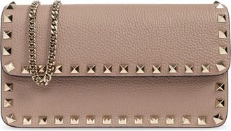 Valentino Garavani Rockstud Portemonnee aan ketting van leer - Dames - Portefeuilles - Beige - ONE Size - Leer - Accessoires