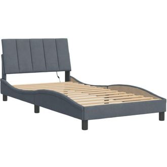 vidaXL Vidaxl - Estructura Cama Con Luces Led Terciopelo Gris Oscuro 100x200 Cm