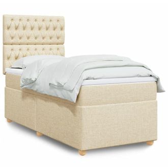 vidaXL Vidaxl - Cama Box Spring Con Colch&oacute;n Tela Color Crema 90x190 Cm