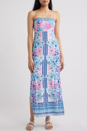 Lilly Pulitzer Noa Strapless Maxi Dress in Starlight Navy at Nordstrom, Size 10