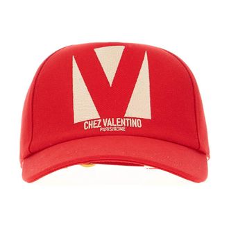 Valentino Garavani Pet - Heren - Petten - Rood - 58 CM - Katoen - Accessoires