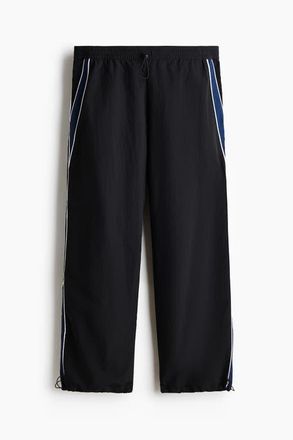 H&M Loose Fit Nylon Track Pants in Black/panels at Nordstrom, Size Xx-Large