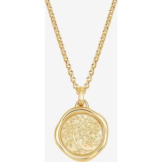 Dower & Hall Mens Tree of Life Talisman Necklace in Yellow Gold Vermeil at Nordstrom, Size 22