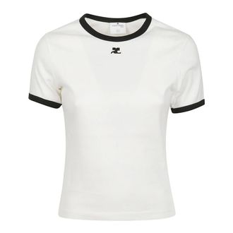 Courr&egrave;ges T-Shirts, female, White, Size: XS Signature Contrast T-Shirt
