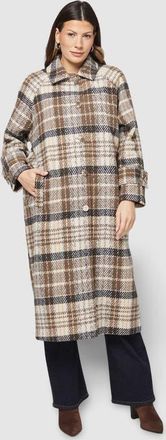 Wallis Button Through Check Coat in Brown at Nordstrom, Size 14