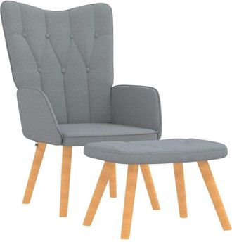 vidaXL Sillón relax con taburete tela gris claro Vidaxl