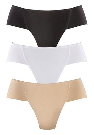Lascana Womens 3 Pk Control Thongs in Tan & Black & White at Nordstrom, Size 2