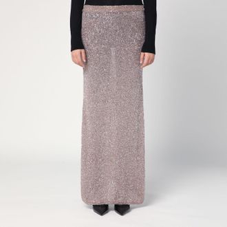 Balenciaga Light brown/silver maxi skirt with sequins