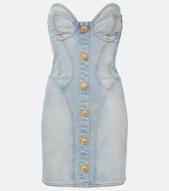 Balmain Denim bustier dress
