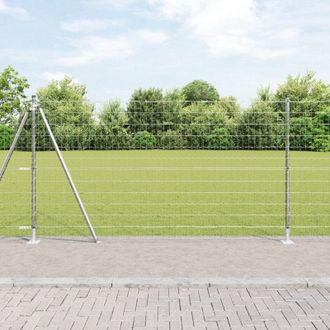 Berkfield Home Euro Fence with 13 Flanged Posts 1.2x25 m Galvanised Steel in Silver