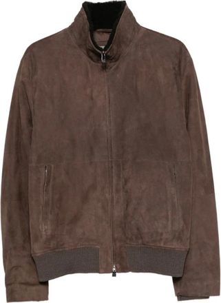 Corneliani Lamsleren Bomberjack - Heren - Jassen - Bruin - Maat: XL Leer