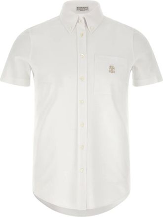 Brunello Cucinelli Slim Fit Twill Overhemd - Dames - Overhemden - Wit - XS - Katoen - Overhemden