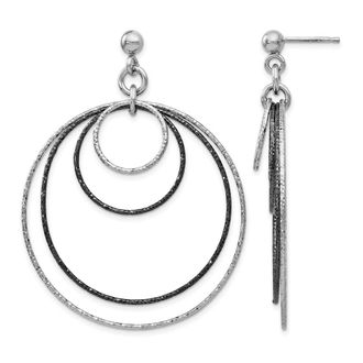Diamond2Deal Sterling Silver Diamond-cut Drop Dangle Earrings
