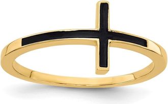 Diamond2Deal 14k Yellow Gold Antiqued Sideways Cross Ring