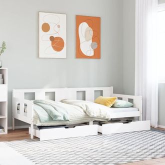 Berkfield Home Daybed with Drawers without Mattress White 90x200 cm Solid Wood