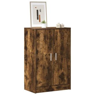 Berkfield Home Shoe Cabinet Smoked Oak 60x35x92 cm Engineered Wood in Brown | Size: 60 x 35 x 92 cm