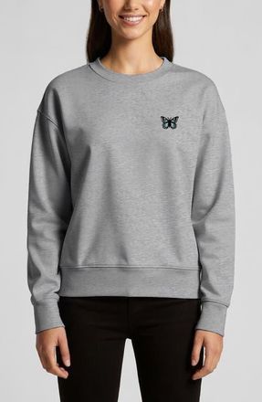 Dalix Butterfly Relaxed Fleece Crewneck Sweatshirt in Athletic Heather at Nordstrom, Size Xx-Large