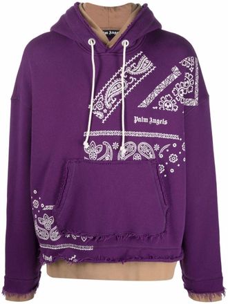Palm Angels bandana-print hoodie - men - Cotton - S - Purple