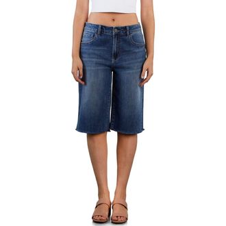 HINT OF BLU Longer Length Denim Shorts in Shine Blue at Nordstrom, Size 31