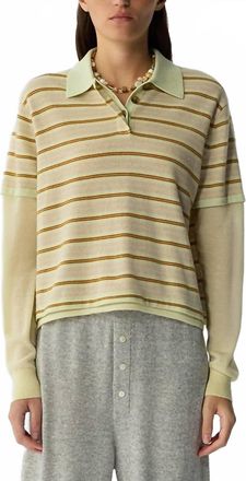 Guest In Residence Layered Stripe Rugby Sweater In Limewash