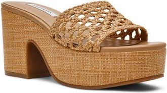 Steve Madden Torch Platform Slide Sandal in Natural Raffia at Nordstrom, Size 5.5