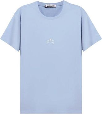 Givenchy T-shirt met geborduurd logo - Heren - T-shirts - Blauw - XS - Katoen - Tops
