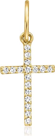 RS Pure by Ross-Simons Diamond Cross Charm in 14kt Yellow Gold