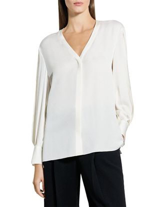 Theory Volume Sleeve Silk Blouse