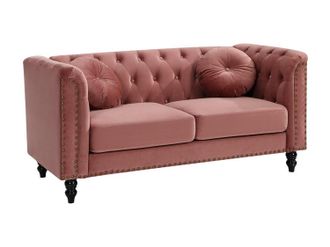 Vente-Unique Sof&aacute; de 2 plazas de terciopelo TURNER - Rosa viejo