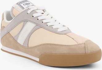 Chlo&eacute; Womens Sneakers Kick Suede Beige Leather Trainers