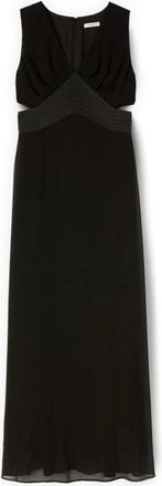 Motivi Lange georgette jurk met cut-out - Dames - Avondkleed - Zwart - 2XS - Polyester - Kleedjes