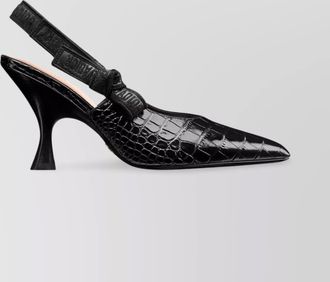 Dior pointed toe slingback pumps crocodile texture